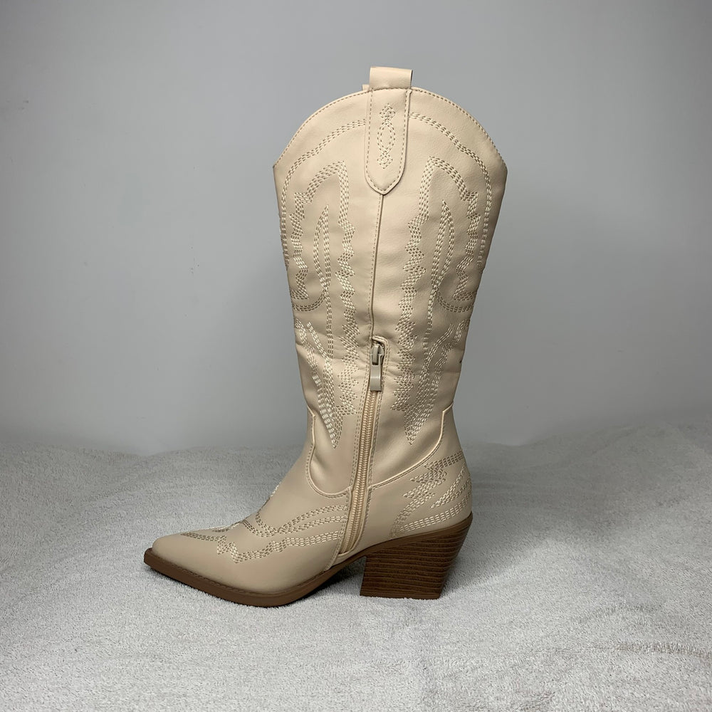 Bota Texana Cano Alto Bege