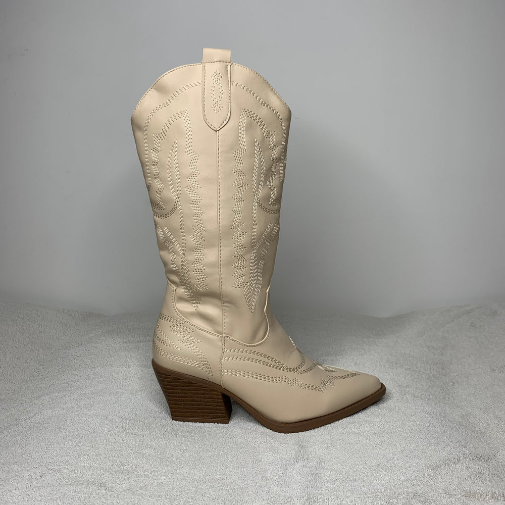 Bota Texana Cano Alto Bege